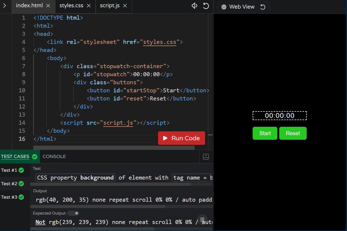 MoniTechCodes's tweet image. Day 109
Java — Arrays recap challenge
Mini stopwatch project — focused on CSS styling ⏱️✨
#30NitesOfCode #100DaysOfCode #Java #Frontend #WebDev #CSS #BuildInPublic #CodingJourney
codedex.io/community/30-n…
