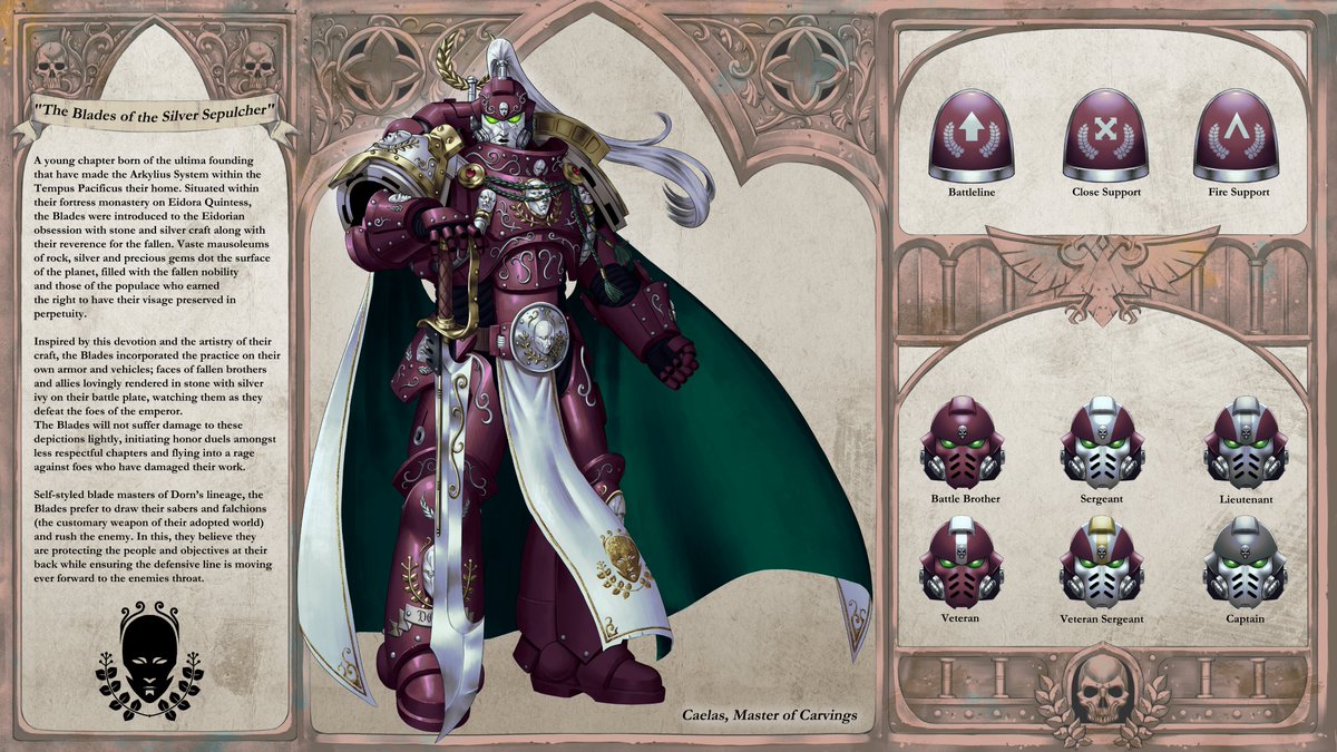 m_sigma39's tweet image. Chapter sheet commission for @Greencastellan !

The Blades of the Silver Sepulcher

#warhammer40k #WarhammerCommunity