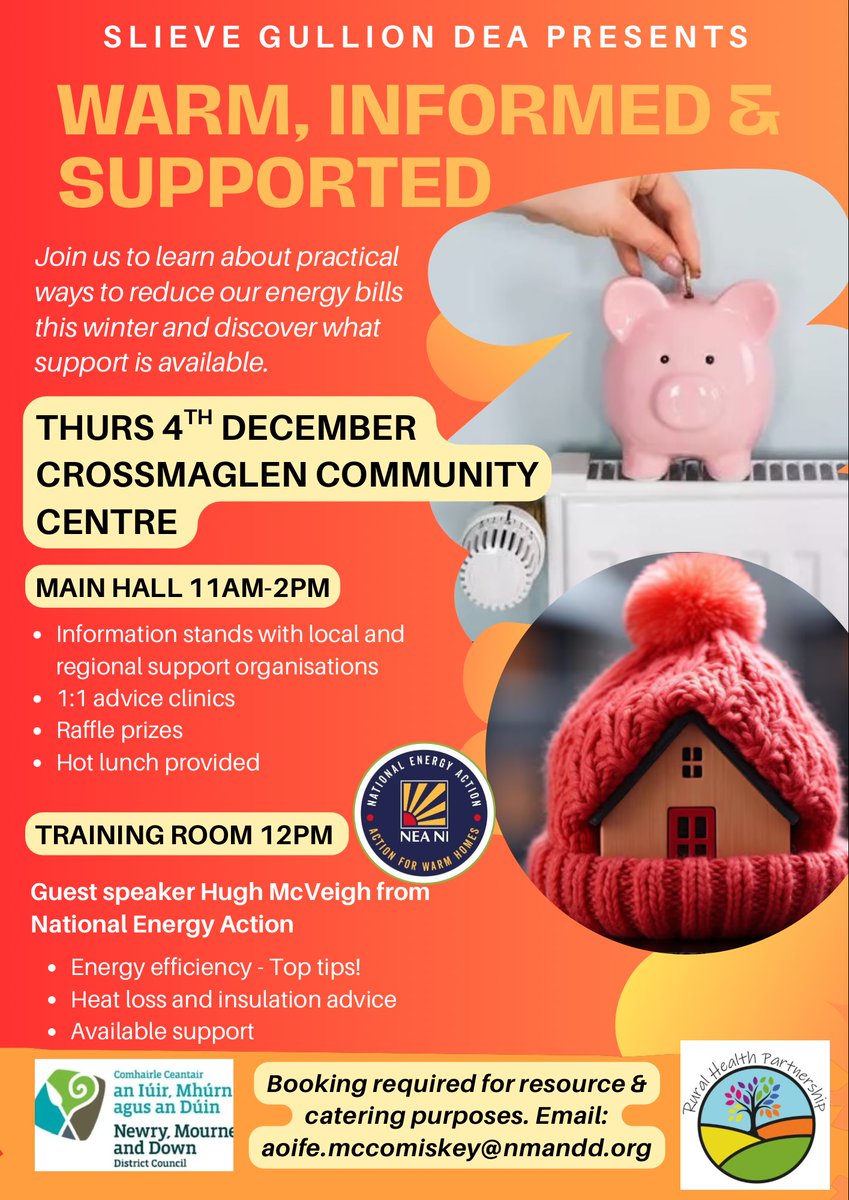 nmdcouncil's tweet image. 💡 𝐒𝐭𝐚𝐲 𝐖𝐚𝐫𝐦, 𝐈𝐧𝐟𝐨𝐫𝐦𝐞𝐝 𝐚𝐧𝐝 𝐒𝐮𝐩𝐩𝐨𝐫𝐭𝐞𝐝 𝐭𝐡𝐢𝐬 𝐖𝐢𝐧𝐭𝐞𝐫 ❄️
Join us in Crossmaglen Community Centre for a friendly and practical event all about reducing your energy bills, improving energy efficiency, and finding out what support is available…
