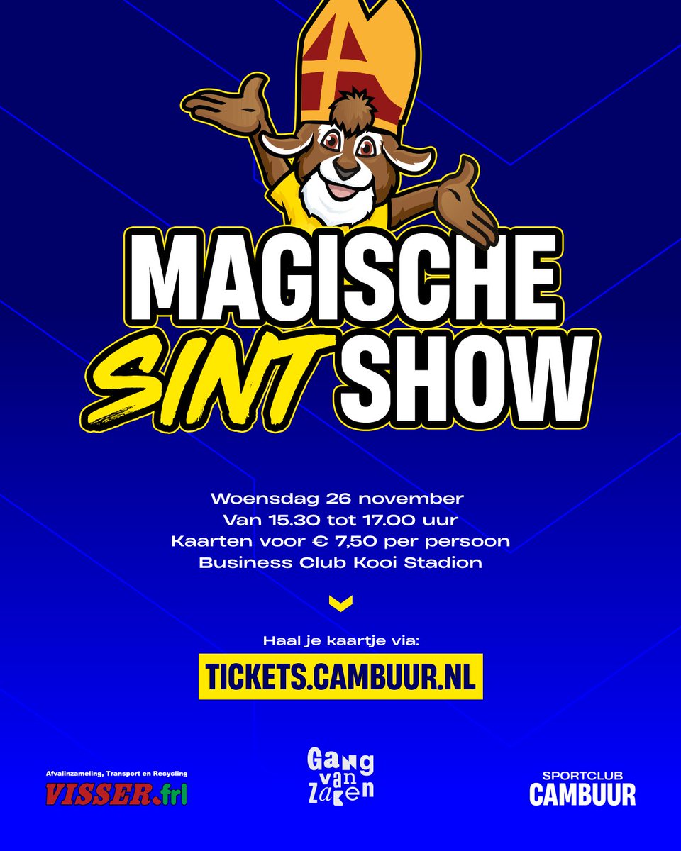 Kom aanstaande woensdag naar de Magische Sint Show in het Kooi Stadion! 🎁