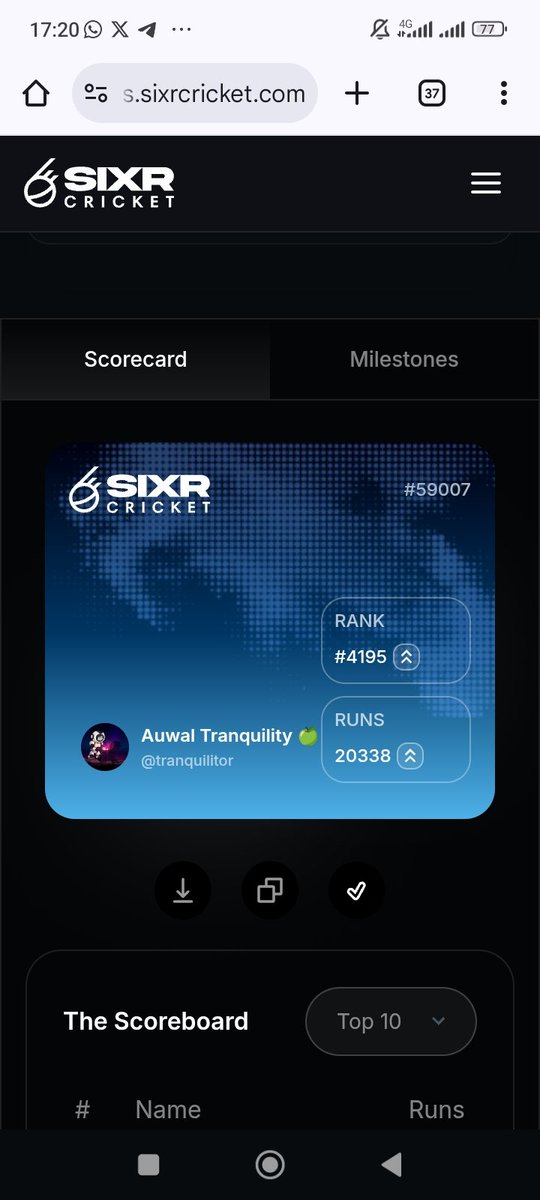 tranquilitor's tweet photo. LIKE and earn point 
Comment with $SIXC
QUOTE with  $SIXC 
@SIXR_cricket we are kicking,clicking and participating on the in-game 🔥🔥🐋
Join us here 😺 😺 😺 
https://t.co/v7APn9C7Wm https://t.co/fS4c89RG95