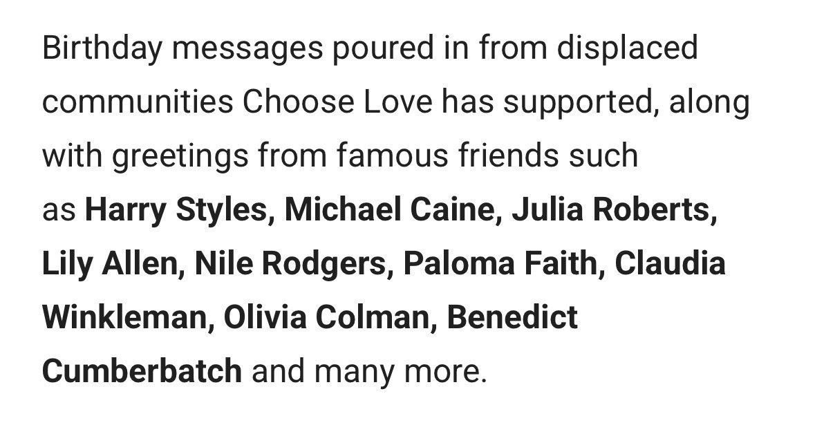 📣| “[Hemos recibido] (…) saludos de amigos famosos como Harry Styles”
Harry ha enviado un mensaje a Choose Love [ONG con la que colabora] por su aniversario de 10 años! 
© godisinthetv