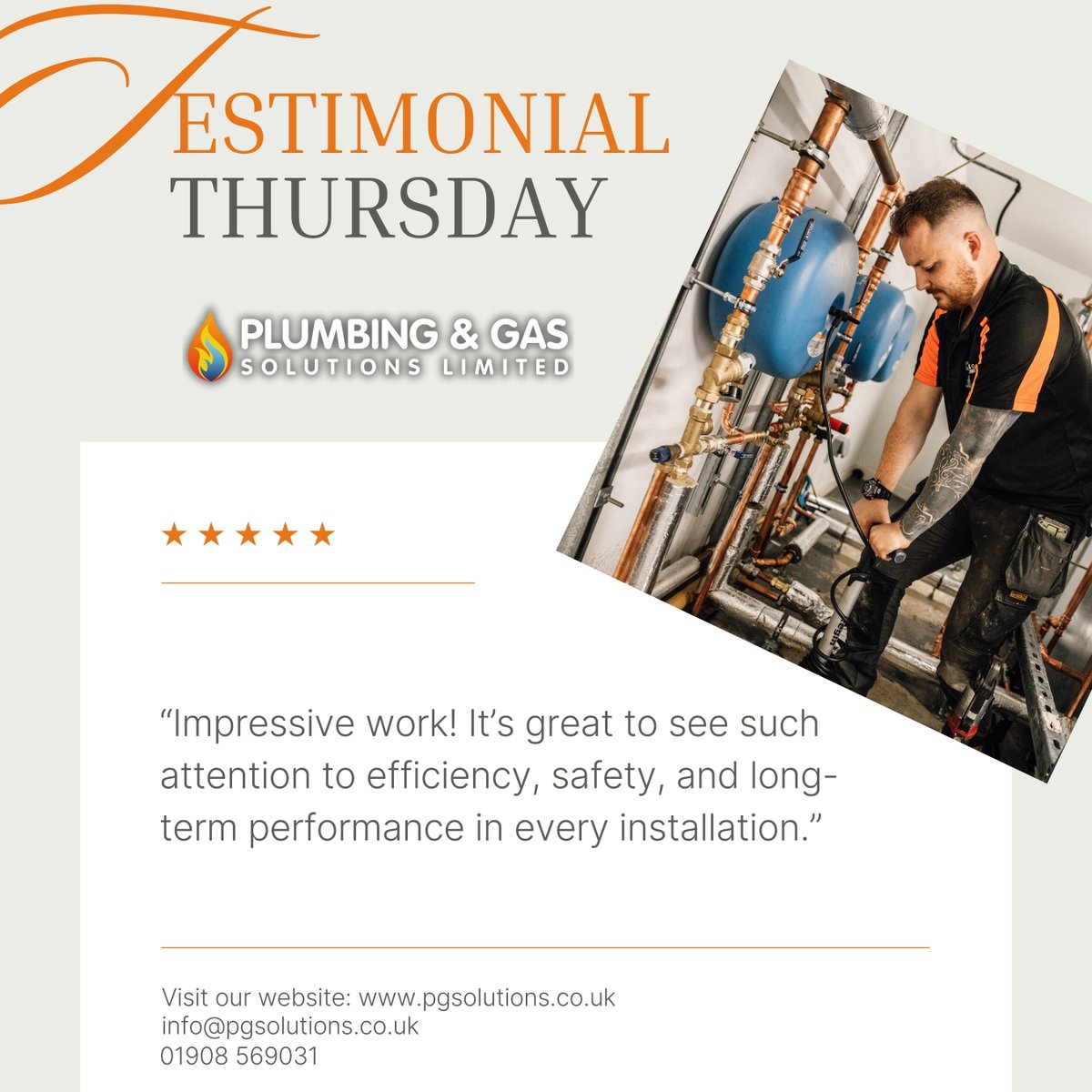 PGSolutionsltd's tweet image. We received praise for impressive work, with a focus on efficiency, safety, and long-term performance in every installation. 🤝

This feedback highlights PGS’s commitment to reliable, high-quality workmanship. 🛠️

Contact Plumbing &amp;amp; Gas Solutions today. 📲

01908 569031 📞