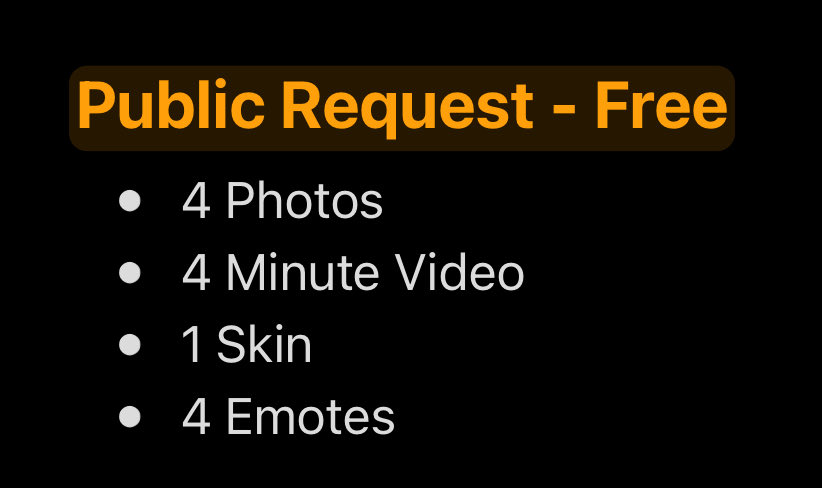 FNRealPeachy's tweet image. UPDATED REQUEST PRICES!
-
While “Public Requests” are still free, I have lowered the prices for “Private Requests” and “Ingame Sessions”
-
Once again If you have any questions/concerns or wanting to make a request, DM me over on my discord “fnrealpeachy”