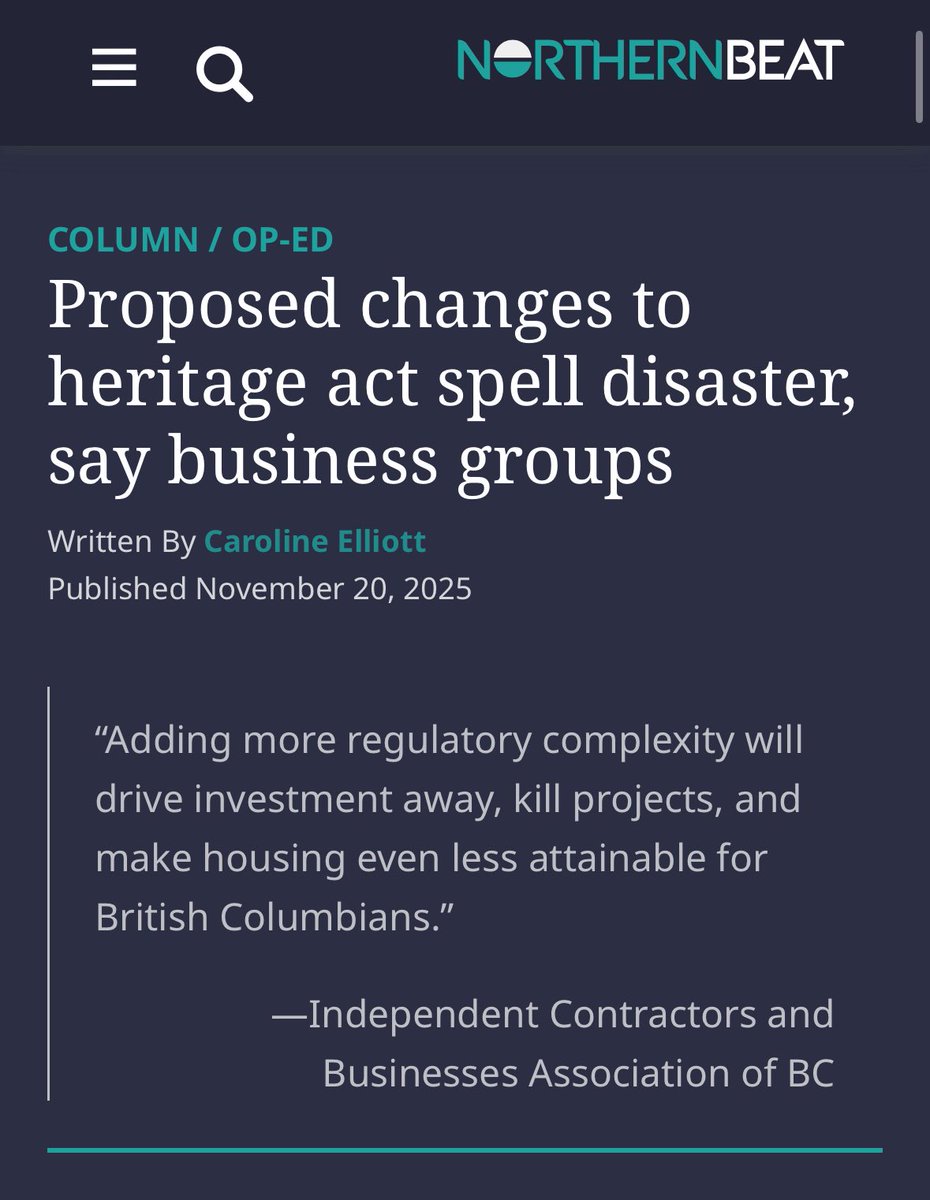 ⚠️The NDP government’s UNDRIP-driven changes to the Heritage Conservation Act will be a DISASTER for BC. 

After a shockingly secretive engagement process &amp; highly misleading public ‘consultation’ survey closed last week, I decided to go through submissions from the business
