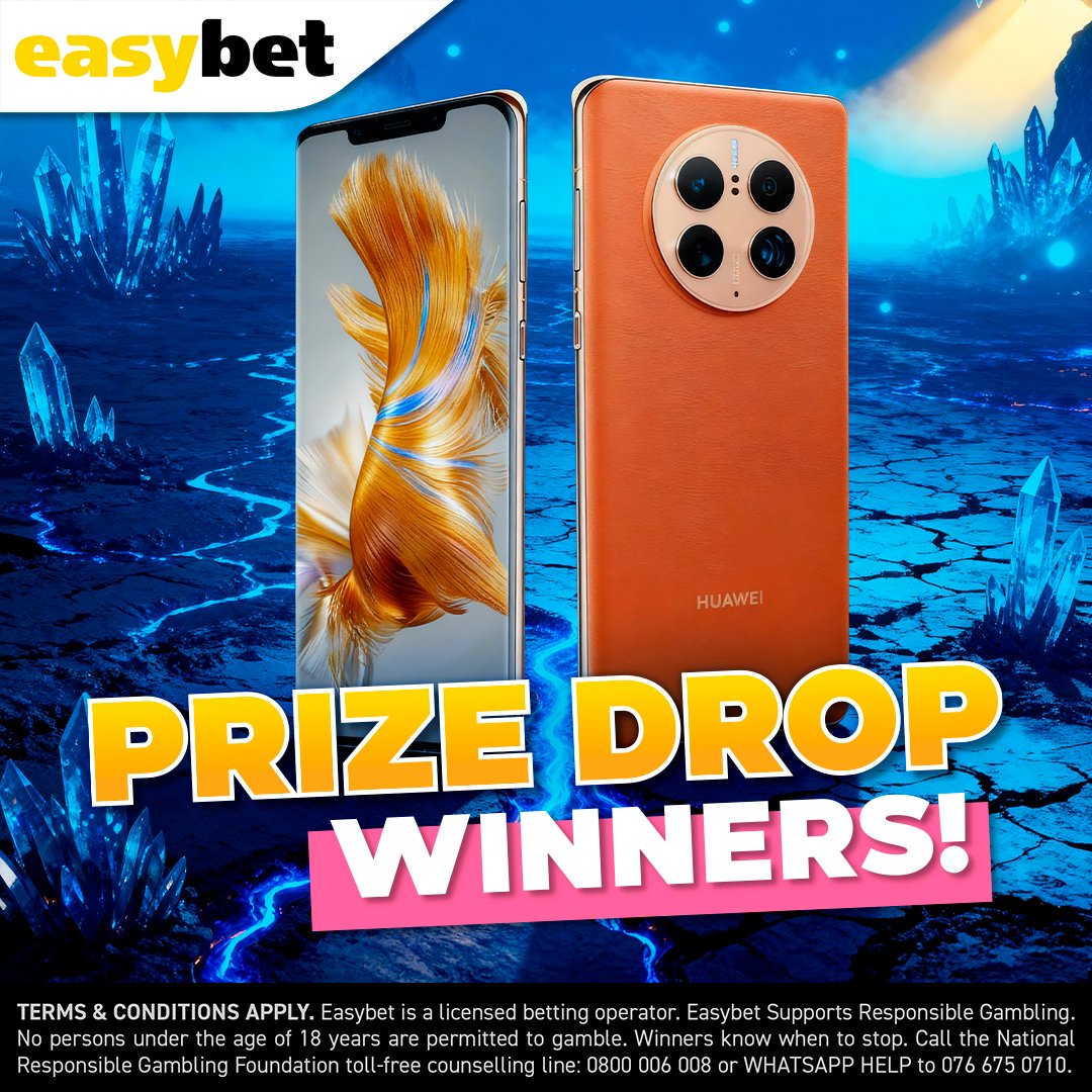 Easybet_SA's tweet image. 🔥🗝️ FORTUNE FOUND IN THE UNKNOWN! 🗝️🔥

One brave winner claimed a Huawei Mate 50 Pro, with a wave of cash prizes emerging from the shadows! 💸✨

🎁 Huawei Mate 50 Pro – Kelebogile M.
💰 R3000 – Ridwaan H.
💰 R2000 – Ilze S. &amp;amp; Sbonelo M.
💰 R1000 – Lindiwe M., Howard J., Tiaan…