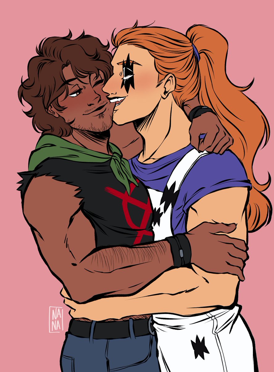 new rictor and shatterstar commission done by <a href="/soynanawe/">SoyNanaWe</a> 💕to me it's canon 'star likes to affectionately bite ric, look how cute they are!