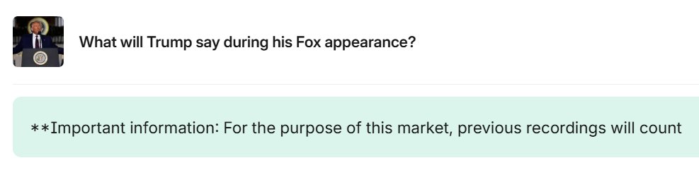 0xTyrael's tweet image. Well this was a total disaster

Kalshi did a mention market for Trump&apos;s interview on the Brian Kilmeade show this morning

People listened to the interview, it finished, and the markets bonded on either side (Yes or No) thinking this was over

Apparently Kilmeade played clips of…