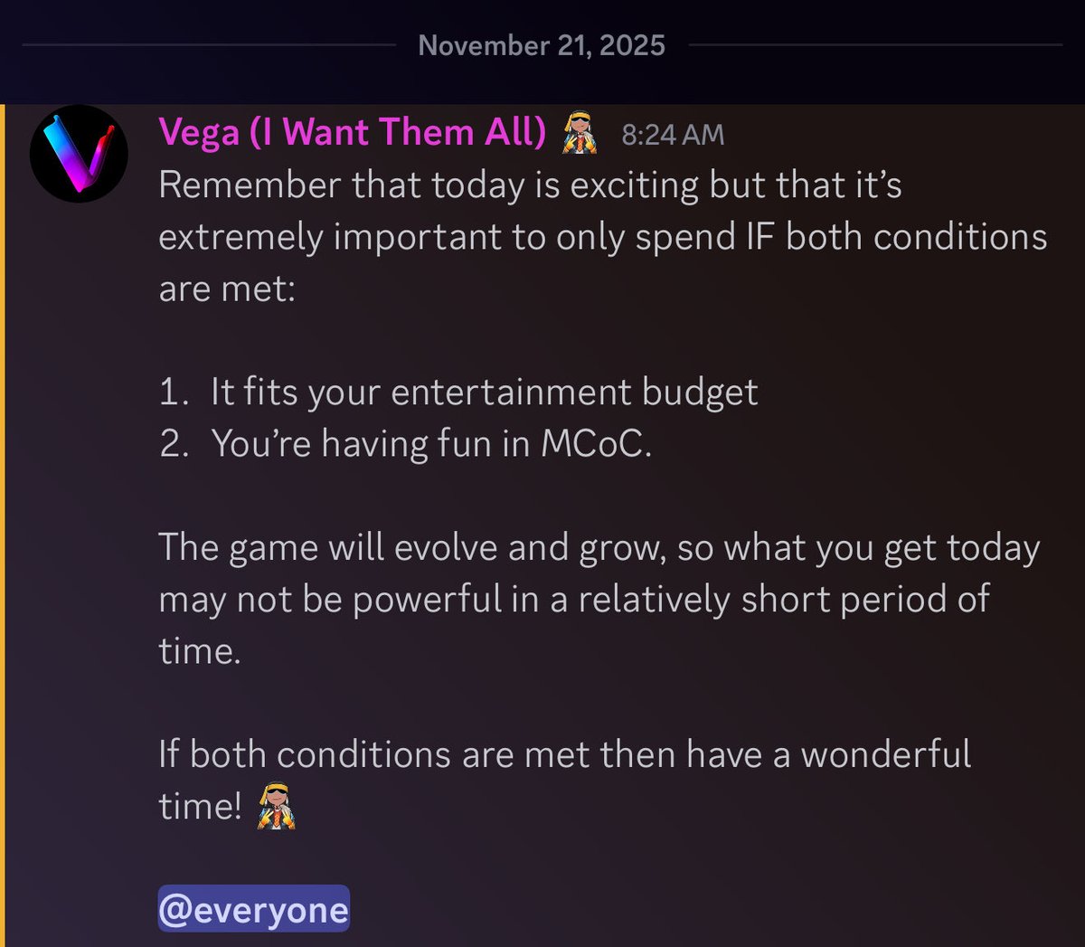 VegaPlaybook's tweet image. A reminder regarding today’s large sale in #MCoC