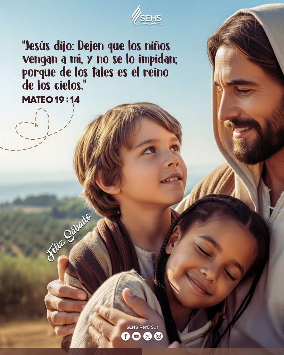 👧🏻Feliz Sábado👦🏻

“Jesús dijo: Dejen que los niños vengan a mí, y no se lo impidan; porque de los tales es el reino de los cielos.”
Mateo 19:14

#FelizSábado #SEHS #Sur #UPS #IASD