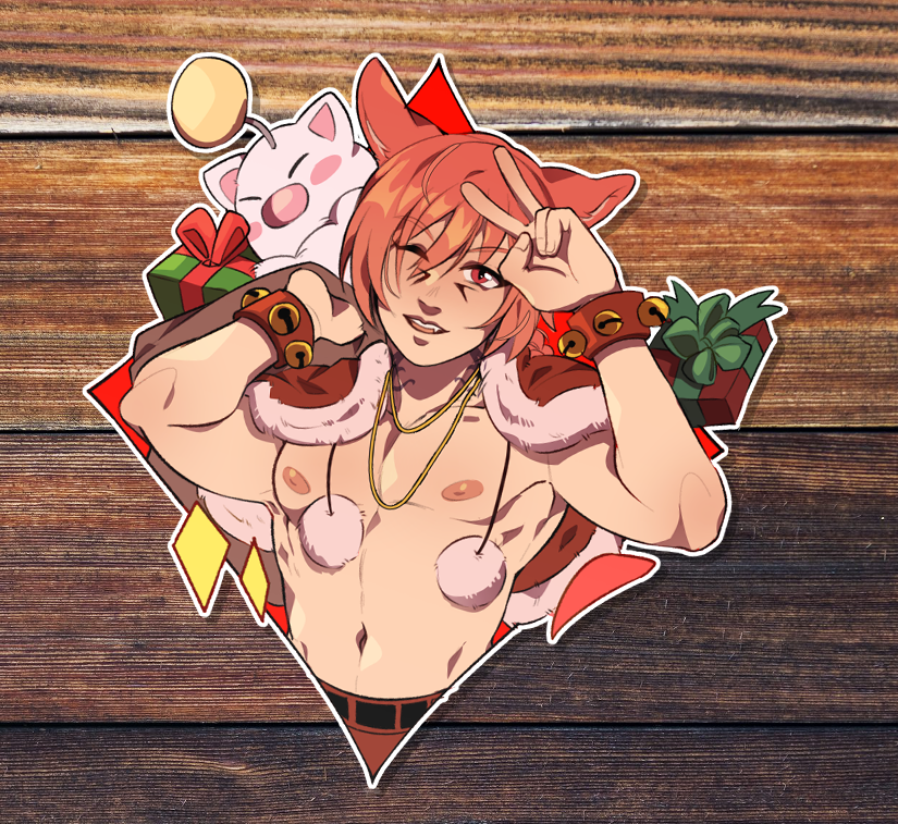 November reward is my spiciest Starlight G'raha Tia yet, for the holidays! 

 He comes in both Holographic and glossy! If nipnops are too spicy please request a kendoll ver by ko-fi DM instead.  

Get your rewards by signing up as a member between November 1st - November 30th