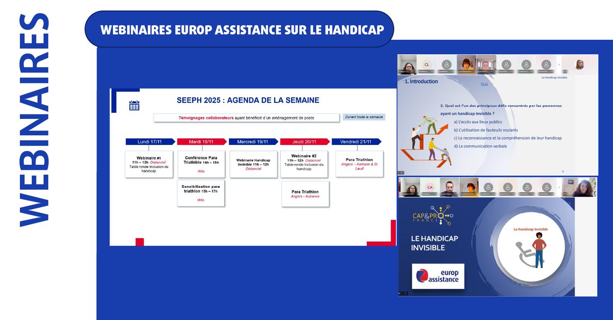 Chez Europ Assistance, l'inclusion ne dure pas qu’une semaine
Au programme de la #SEEPH2025 : webinaires, conférence et para triathlon avec Cécile, témoignages collaborateurs.

Et toute l’année avec notre Disability Inclusion Journey: europ-assistance.fr/fr/partenaires…

#youlivewecare #RSE