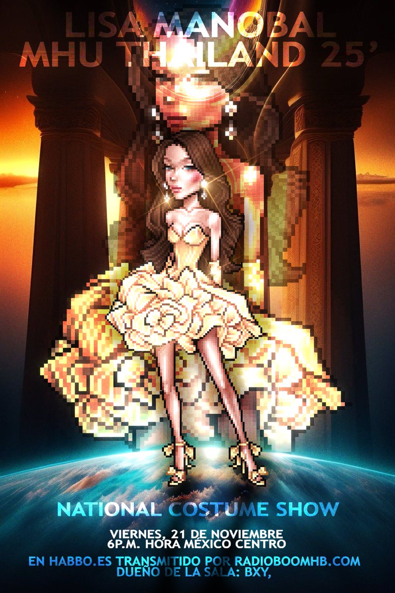 Hoy es el National Costume Show del Miss Habbo Universe. Espero contar con su apoyo y su energía en este momento tan especial.

¡Los veo ahí, listos para brillar conmigo! ✨🇹🇭💫

#MHU2025