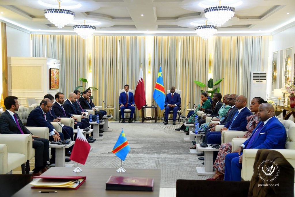 InfosPlus_rdc's tweet image. L’Émir Sheikh Tamim Ben Hamad Al Thani et le Président Félix Tshisekedi ont présidé la cérémonie de signature, par leurs ministres sectoriels, de six accords bilatéraux.

Le Protocole d’entente concerne le domaine des ports entre Qatar Ports Management Company “Mwani Qatar “ de…