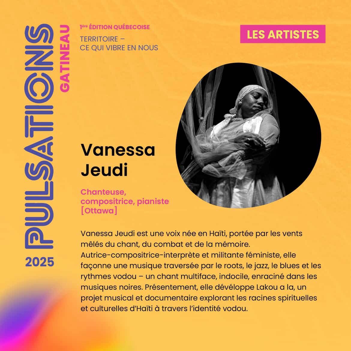 vanessajeudiht's tweet photo. Mwen kontan anonse m pami atis ki nan eskòt Rezidans PulsationS Gatineau ane sa a. Mèsi tout ekip ki chwazi m, epi felisitasyon pou lòt atis k ap nan vwayaj sa a. 
M pa ka tann pou m kolabore, kreye, vwayaje epi pataje chak etap rezidans lan ak kominote m.

#PulsationSGatineau https://t.co/2iluSX0YTe
