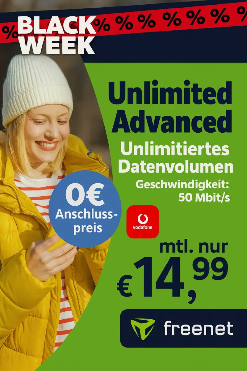 simdealz's tweet image. 🔥 #Unlimited 5G Vodafone für 14,99€!

📱 Echtes Unlimited im #freenet #Vodafone-Netz
⚡ 5G mit 50 Mbit/s
💰 0€ Anschlussgebühr
📺 3 Monate waipu.tv gratis
📅 24 Monate Laufzeit

👉 simdealz.de/klarmobil-unli…