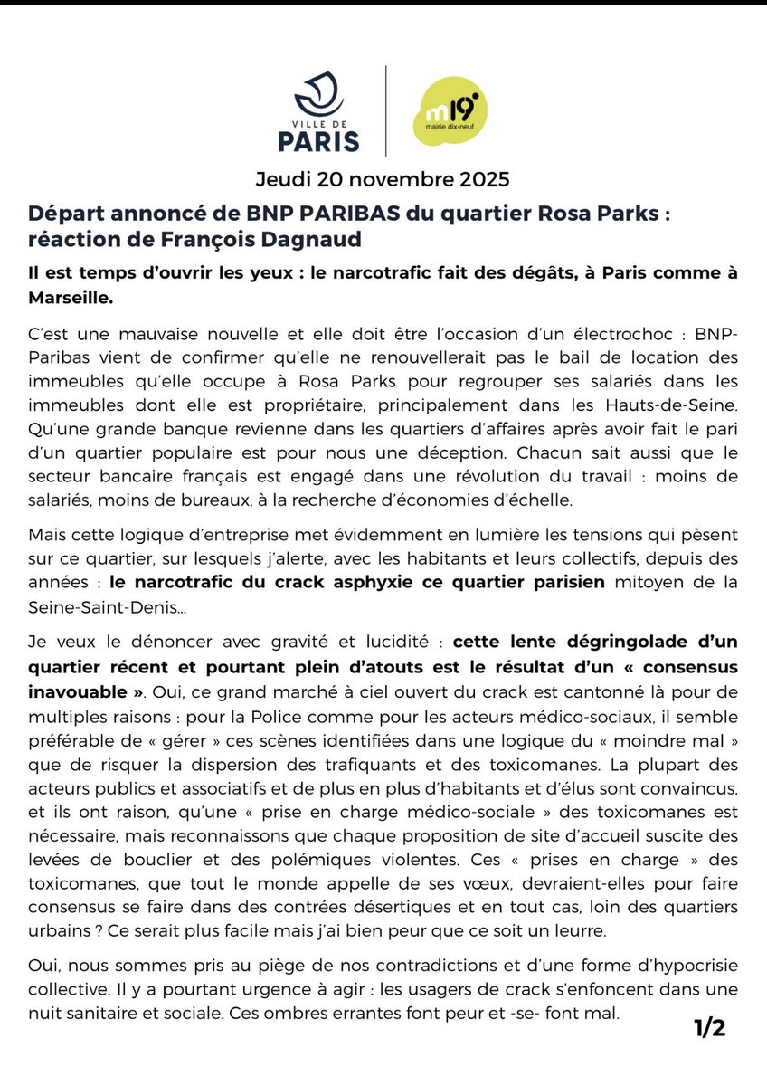 Villettevillage's tweet image. Ces deux courriers des Maires de #Paris19 et #Aubervilliers témoignent de l’échec des plans #crack. Il est grand temps de changer de cap et stratégie.