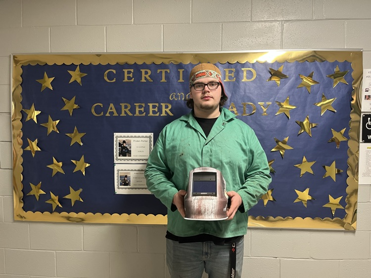 Trey McCarty earned all of his KY DOT 3-G &amp; 4-G welding certifications!  Way to go, Trey!! So proud!  HUGE THANKS to Americans Helping Americans Grant, he received his Welding Helmet to take out to work!  Way to go, Trey &amp; Mr Mulkey! <a href="/HelpAmericans/">Americans Helping Americans®</a> <a href="/KY_CTE/">Kentucky Office of Career and Technical Education</a>