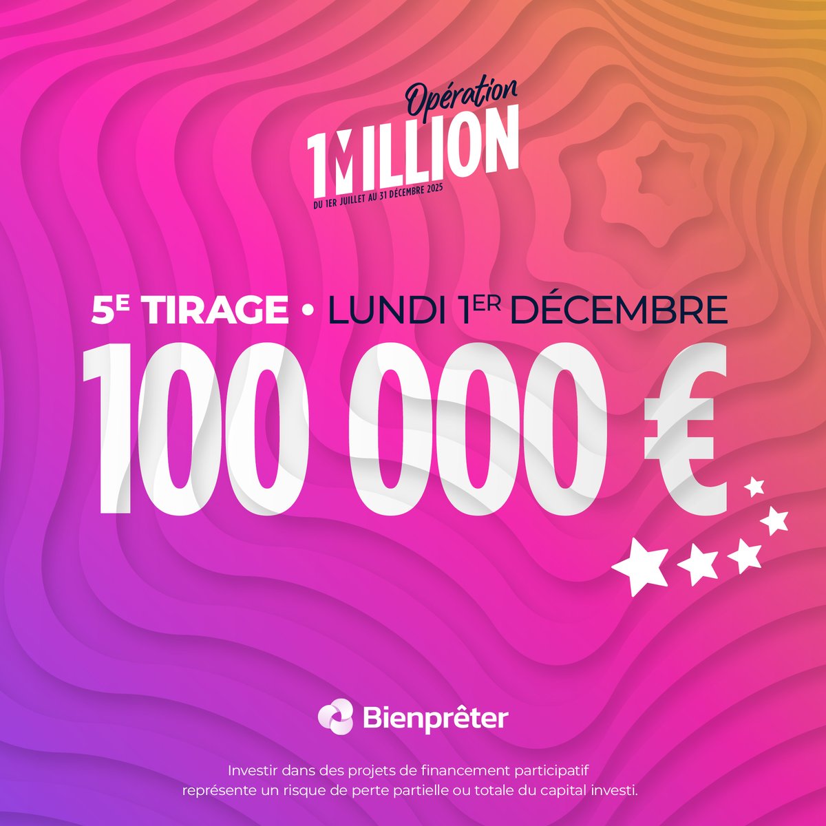 🎉 Le 5ᵉ tirage de l’Opération 1 Million arrive à grand pas: rendez-vous le 1er décembre !

100 000 € mis en jeu… et chaque point peut faire la différence.

Vous hésitez encore à vous lancer ?
C’est le moment idéal pour accumuler un maximum de points :
➤ Ils comptent pour le