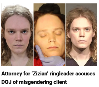 Facing dozens of charges, and our boy is worried about pronouns.  I guess the madness doesn't always end.