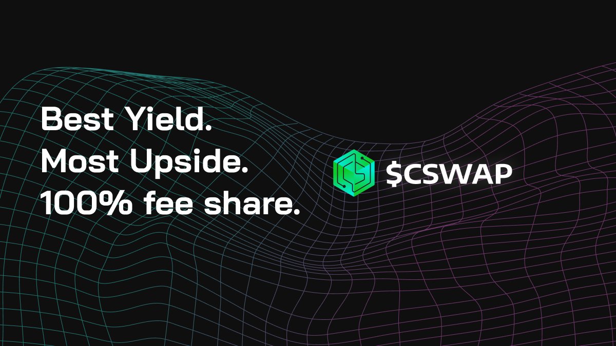 Our DeFi utility token provides:

▫️incredible yield opportunities
▫️multi-product upside
▫️100% $ADA fee share

Backed by a team with experience building software for some of the largest companies in the world.

Not sure what more you can ask for in a CNT. 🤷‍♂️

$CSWAP