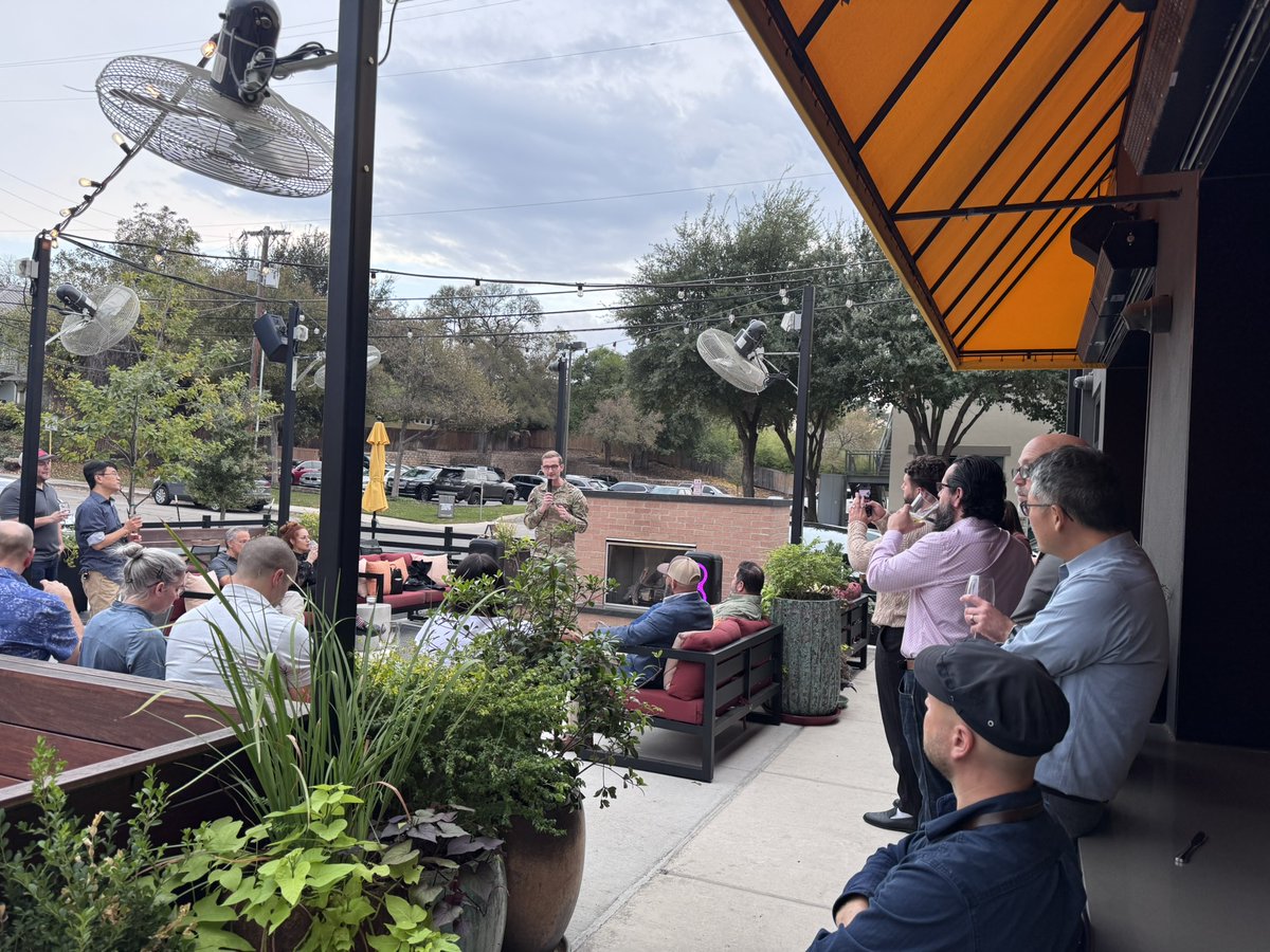 ResearchMetis's tweet photo. Cheers to connection, collaboration, and great achievements! Thank you to all who joined our Social Event. We’re grateful to Maj. (Dr.) William Hoffman for sharing his meaningful work in Parkinson’s disease research. 

#MetisFoundation #ParkinsonsResearch #MilitaryResearch https://t.co/C4DscNZ5hy