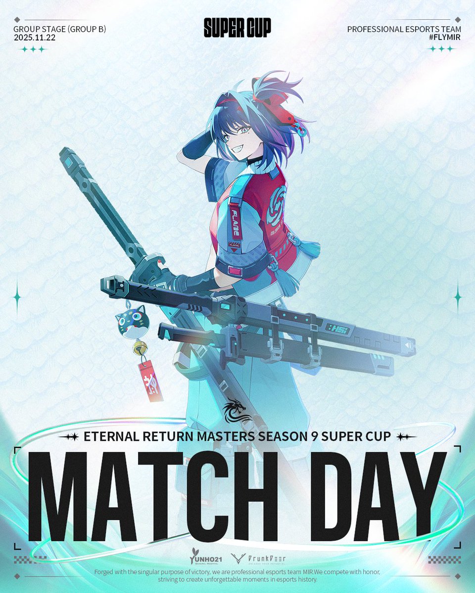 𝐌𝐀𝐓𝐂𝐇 𝐃𝐀𝐘

ER Masters Season 9 Super Cup - Day 1

첫 날, 좋은 모습 보이겠습니다.

⏰ 3:00PM KST
🔗 chzzk.naver.com/live/d9c65c92b…

#flymir🌊 #EternalReturn