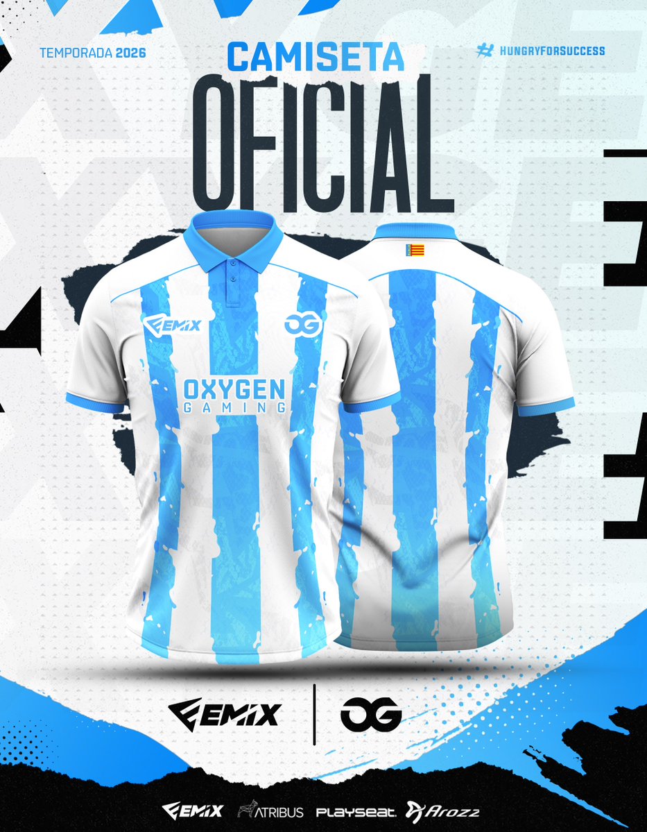 GamingOxygen's tweet image. ¡Os presentamos nuestra camiseta oficial para 2026 de la mano de @Emix_Gaming_! 💙

Más competitiva y más Oxygen que nunca, la tendréis disponible a partir del 12 de Diciembre. 🔥

#HungryForSuccess