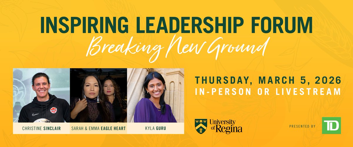 Join us for the 2026 Inspiring Leadership Forum presented by <a href="/TD_Canada/">TD (Canada)</a> on March 5 <a href="/REALDistrictyqr/">REAL District</a>.

Hear from Christine Sinclair, Sarah Eagle Heart &amp; Emma Eagle Heart-White, and Kyla Guru. Connect, learn, and be inspired.

Save your seat!🎟 bit.ly/49IKZdI

#URinspiring