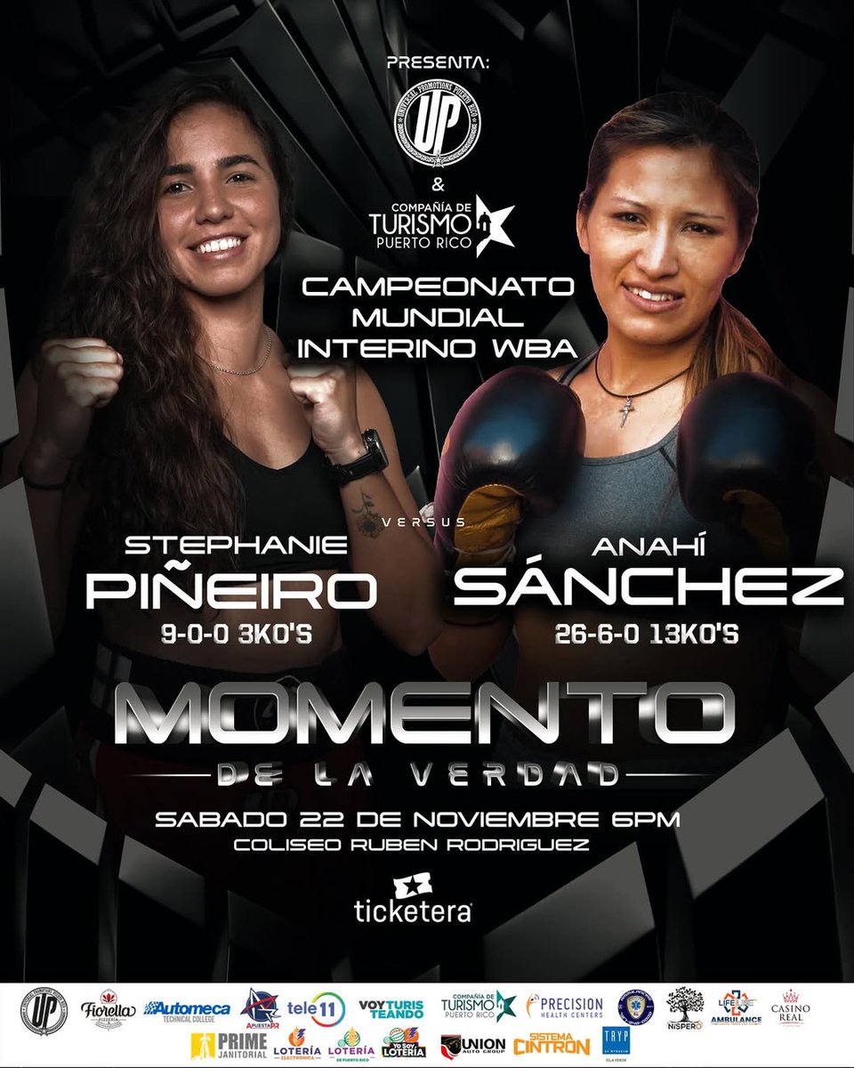Este sábado 22 de noviembre en Puerto Rico, Anahí "Indiecita" Sánchez va por el quinto título del mundo de su carrera contra Stephanie Aquino.

La pergaminense pelea por el título mundial interino welter WBA. A las 18 horas (19 en Argentina) arranca la velada.