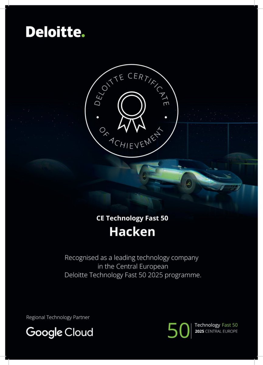 Hacken, bölgenin teknoloji dünyasındaki inovasyonu ve hızlı gelir büyümesini vurgulayan yıllık bir sıralama olan <a href="/Deloitte/">Deloitte</a> Technology Fast 50 tarafından Orta Avrupa'nın en hızlı büyüyen teknoloji şirketleri arasında gösterildi.

Bu takdir, ekibimizin şu konulardaki amansız