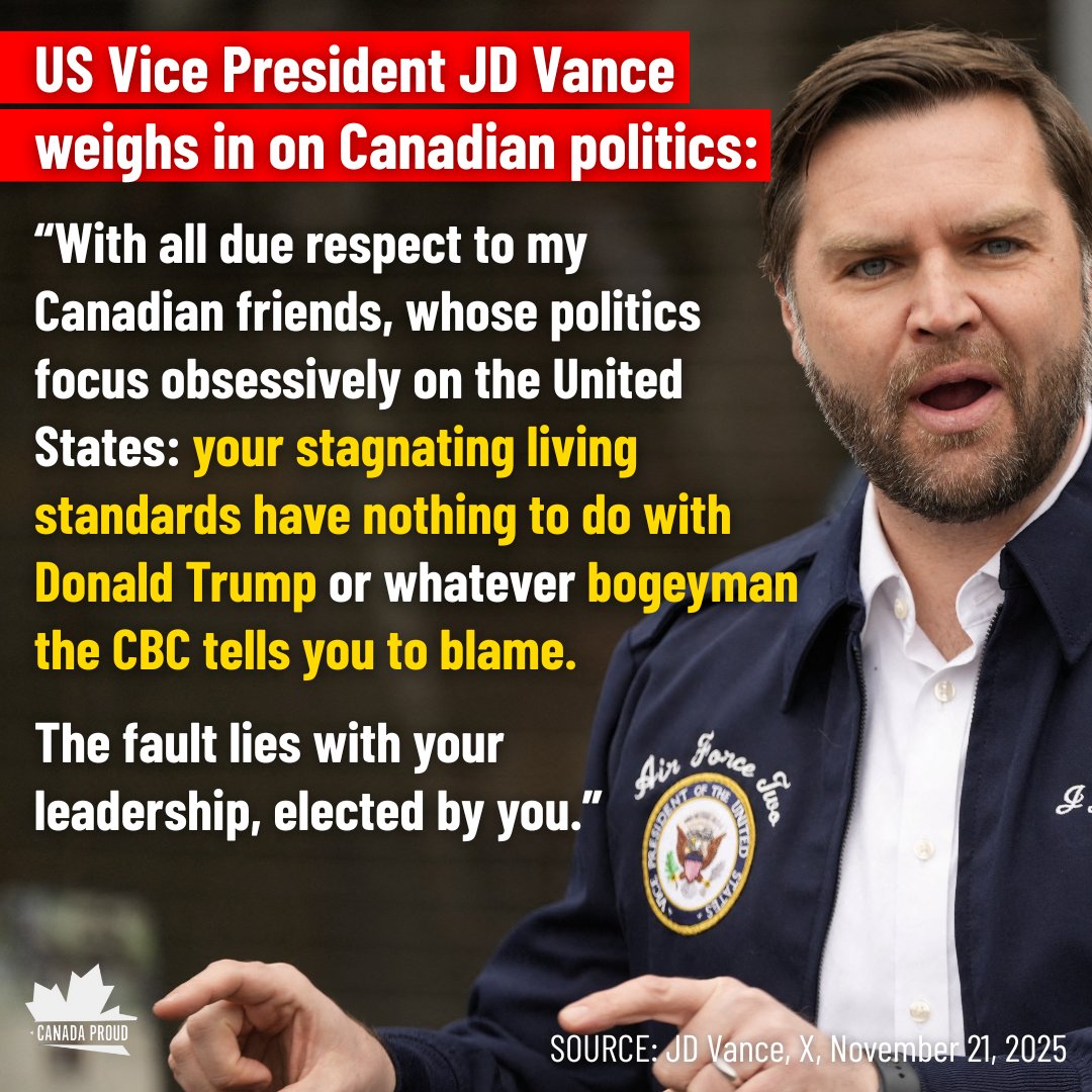 WeAreCanProud's tweet image. What do you make of JD Vance&apos;s comments? 🤔