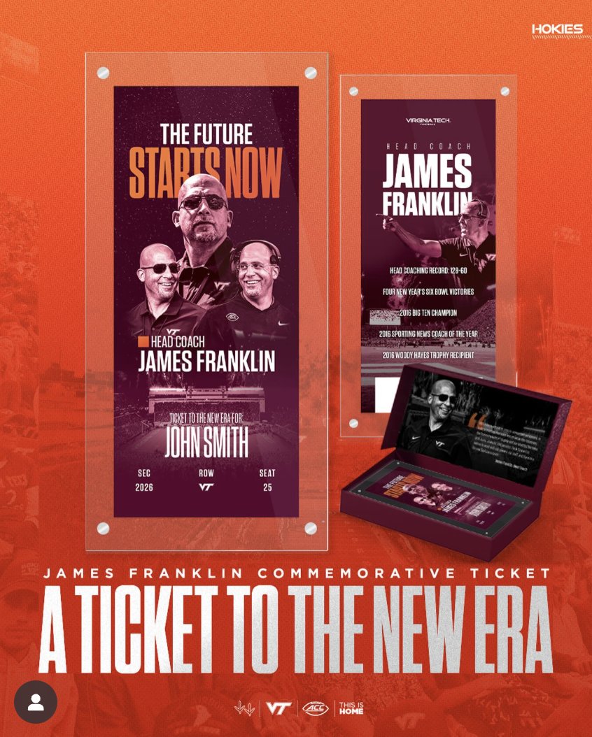 Really cool fundraiser going on to commemorate the next era of #Hokies football. 

Donate $50 to the Invest to Win Fund to receive this commemorative ticket &amp; collector’s box.

Get yours Here -> giving.adv.vt.edu/gift?config=co…