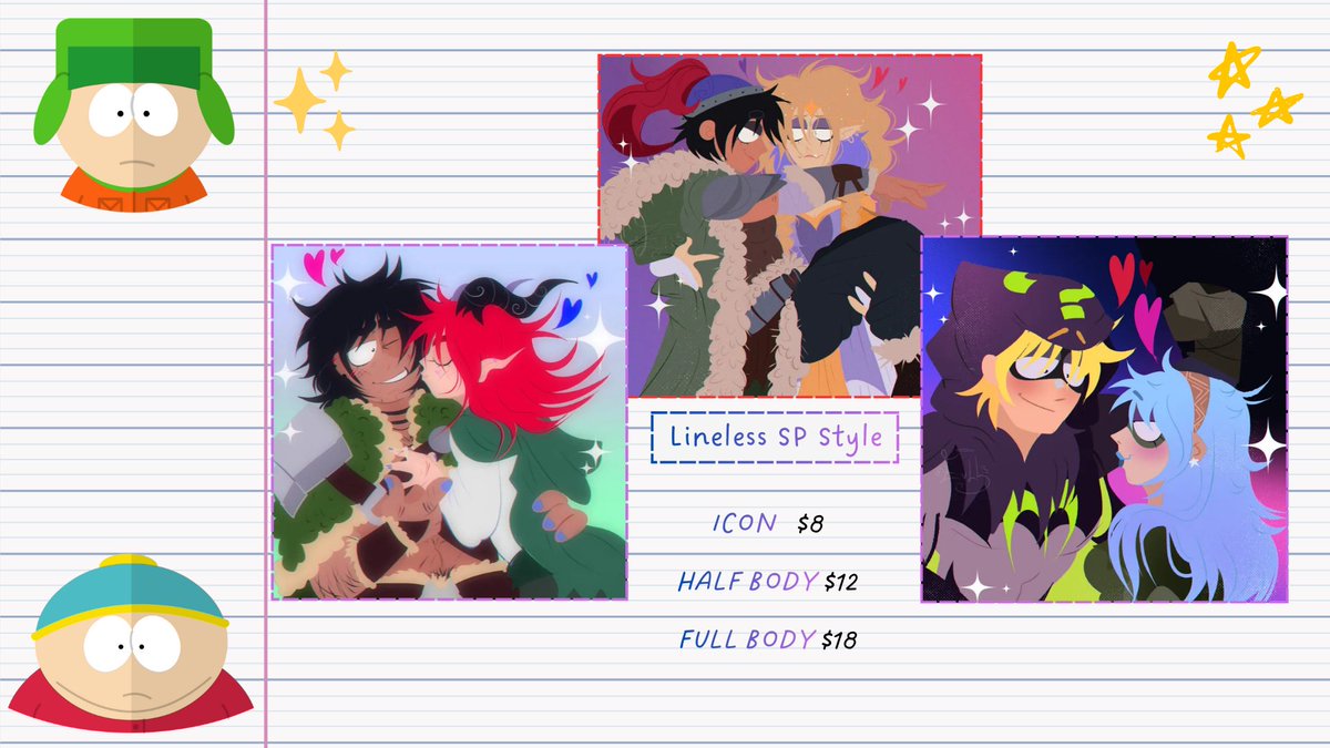 infraared__'s tweet image. Here&apos;s my board finally! If you&apos;re interested, please send me a message.
I adapt to any style💖

#commissionsopen #SouthPark #SonicTheHedgehog #TMNT #rottmnt