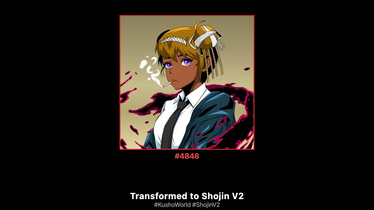 0xCenTree's tweet image. Transformed Kusho #4848 into Shojin V2! @Kusho_World 🔥

#KushoWorld #ShojinV2 transform.kushoworld.com