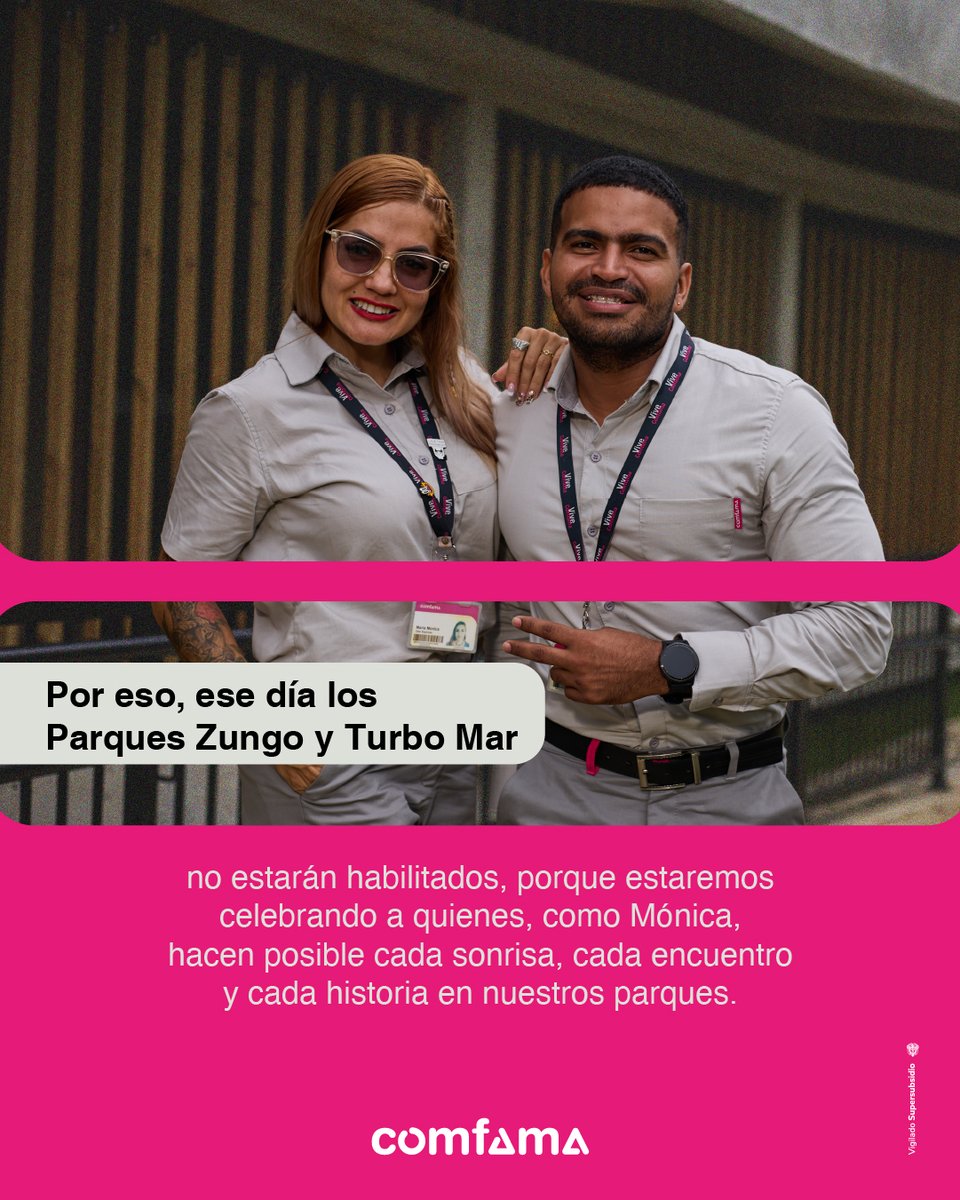 El próximo 23 de noviembre los Parques Zungo y Turbo Mar estarán cerrados.
Ese día, nuestro equipo en Urabá vivirá un espacio de agradecimiento, conexión y celebración en el marco del Ritual de la Familia de Regiones.

Gracias por tu comprensión 🩷