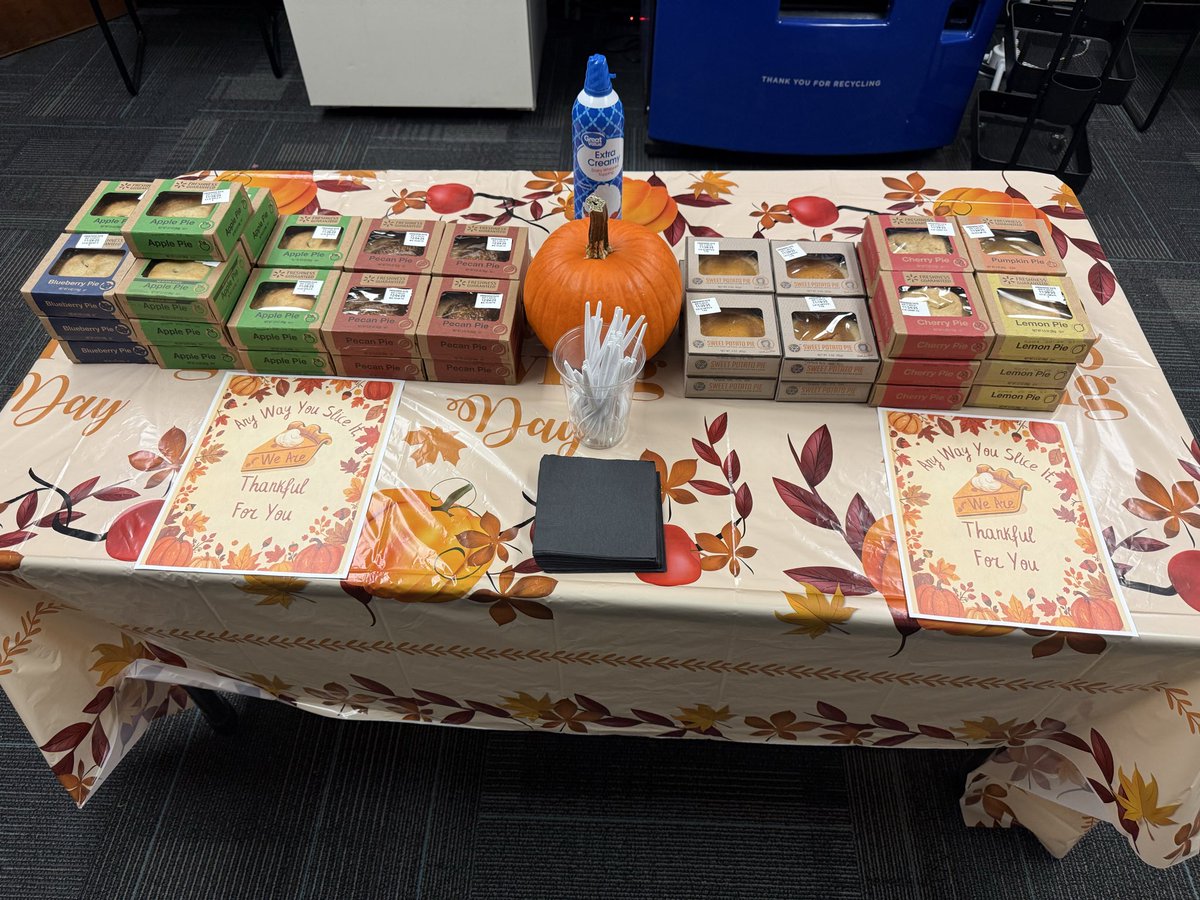 Gratitude continues <a href="/SouthProvSchool/">South Providence School</a> thanks to the efforts of Farmer and Mateo! “Any way you slice it, we are thankful for you!” mini pie bar for staff to enjoy! #PhoenixFamily #RethinkingAltEd

<a href="/jgriffith352/">Jon Griffith</a> <a href="/AGHoulihan/">Andrew G. Houlihan</a> <a href="/UCPSNC/">Union County Public Schools</a>