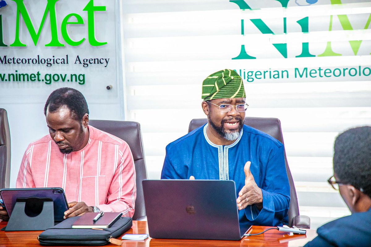 nimetnigeria's tweet image. NiMet, AKADEMIYA2063 To Collaborate on AI, Big Data Analytics to bolster Capacity for Climate Monitoring And Food Security 

Dr. Debisi Araba, Managing Director of AKADEMIYA2063, paid a courtesy visit to Prof. Charles Anosike, Director General/CEO of the Nigerian Meteorological…