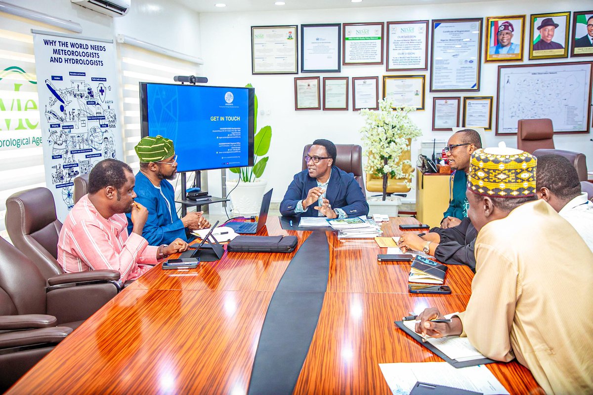 nimetnigeria's tweet image. NiMet, AKADEMIYA2063 To Collaborate on AI, Big Data Analytics to bolster Capacity for Climate Monitoring And Food Security 

Dr. Debisi Araba, Managing Director of AKADEMIYA2063, paid a courtesy visit to Prof. Charles Anosike, Director General/CEO of the Nigerian Meteorological…