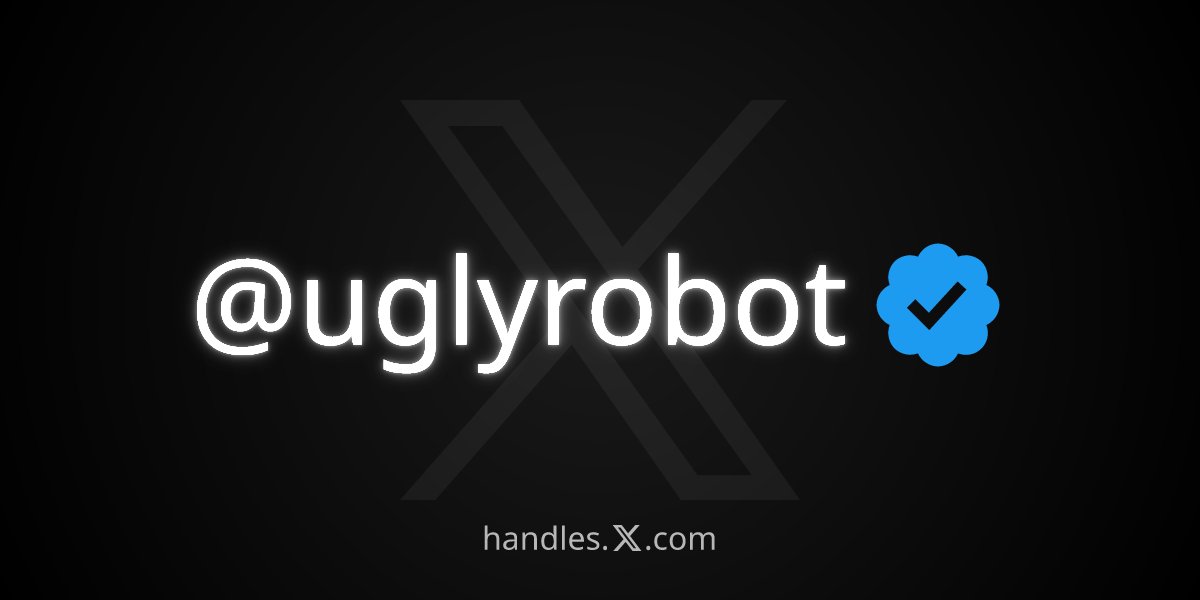 uglyrobot's tweet image. I just got @uglyrobot from the X Handle Marketplace! 
Was abandoned for 12 yrs. Monetising social handles is a brilliant move. Though they should be like domains or patents, make it an NFT that can be bought/sold, with an expiration so it becomes available to the world when…