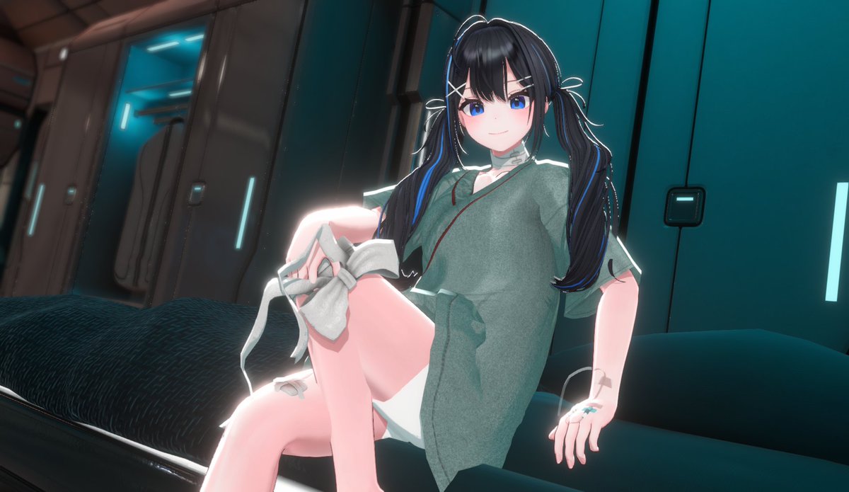 Binz_098's tweet image. 여르미 환자복장💙
#여르미 #Warudo #NiloToon #MagicaCloth2