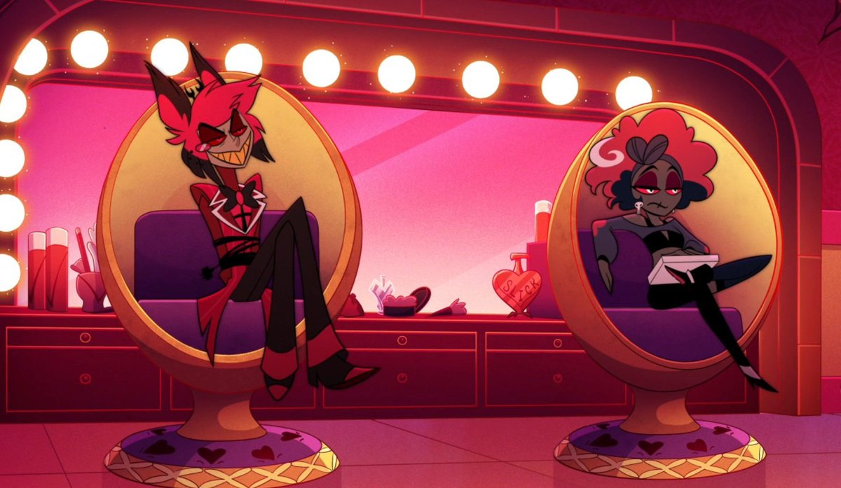 fckacker's tweet image. ࿓ ⁎ #HazbinHotel socialmedia au  ⊹   . 

 ↳ #Radioapple ; #Appleradio 

— dónde alastor y velvette fundan su podcast misándrico mientras lucifer intenta recuperar su relación
