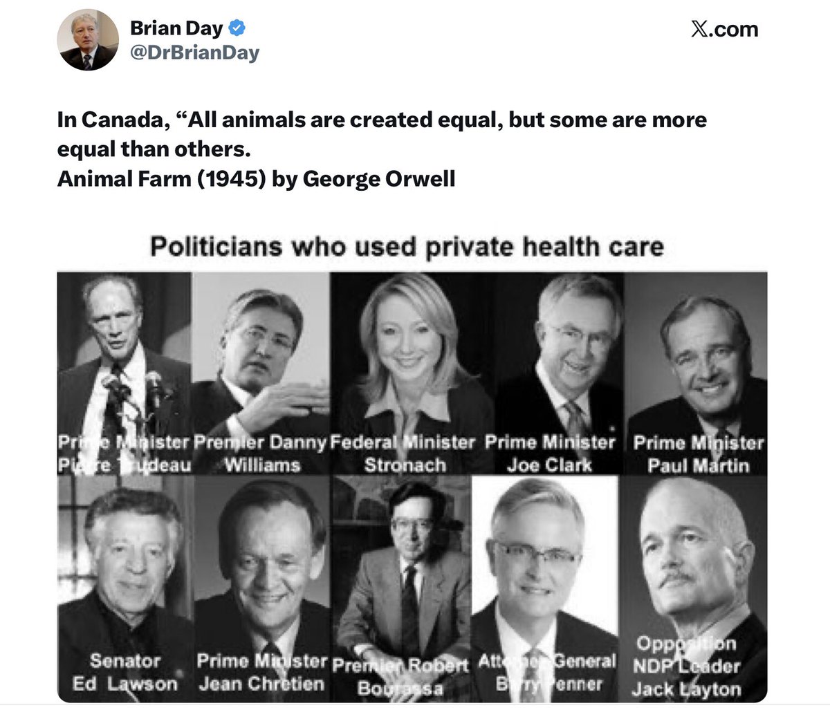 <a href="/markroseman/">Mark Roseman</a> Canadians would love to have the same access to healthcare that are political class and various other people under these affected groups. So put your virtue signal aside and see that we already have two tier healthcare. It needs to be brought out in the open and discussed.
