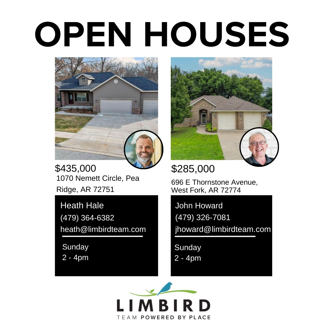 LimbirdTeam's tweet image. Open Houses this Weekend! 🥳 

Join us this weekend for a series of open houses across Northwest Arkansas. Check out the schedule below, we&apos;ll see you there!
#OpenHouses #NWAOpenhouse #LimbirdOpenHouse