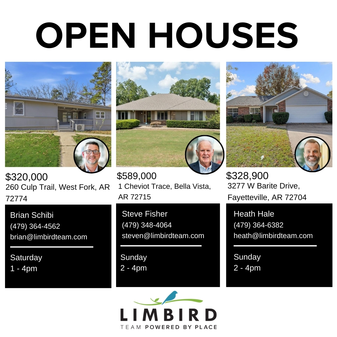 LimbirdTeam's tweet image. Open Houses this Weekend! 🥳 

Join us this weekend for a series of open houses across Northwest Arkansas. Check out the schedule below, we&apos;ll see you there!
#OpenHouses #NWAOpenhouse #LimbirdOpenHouse