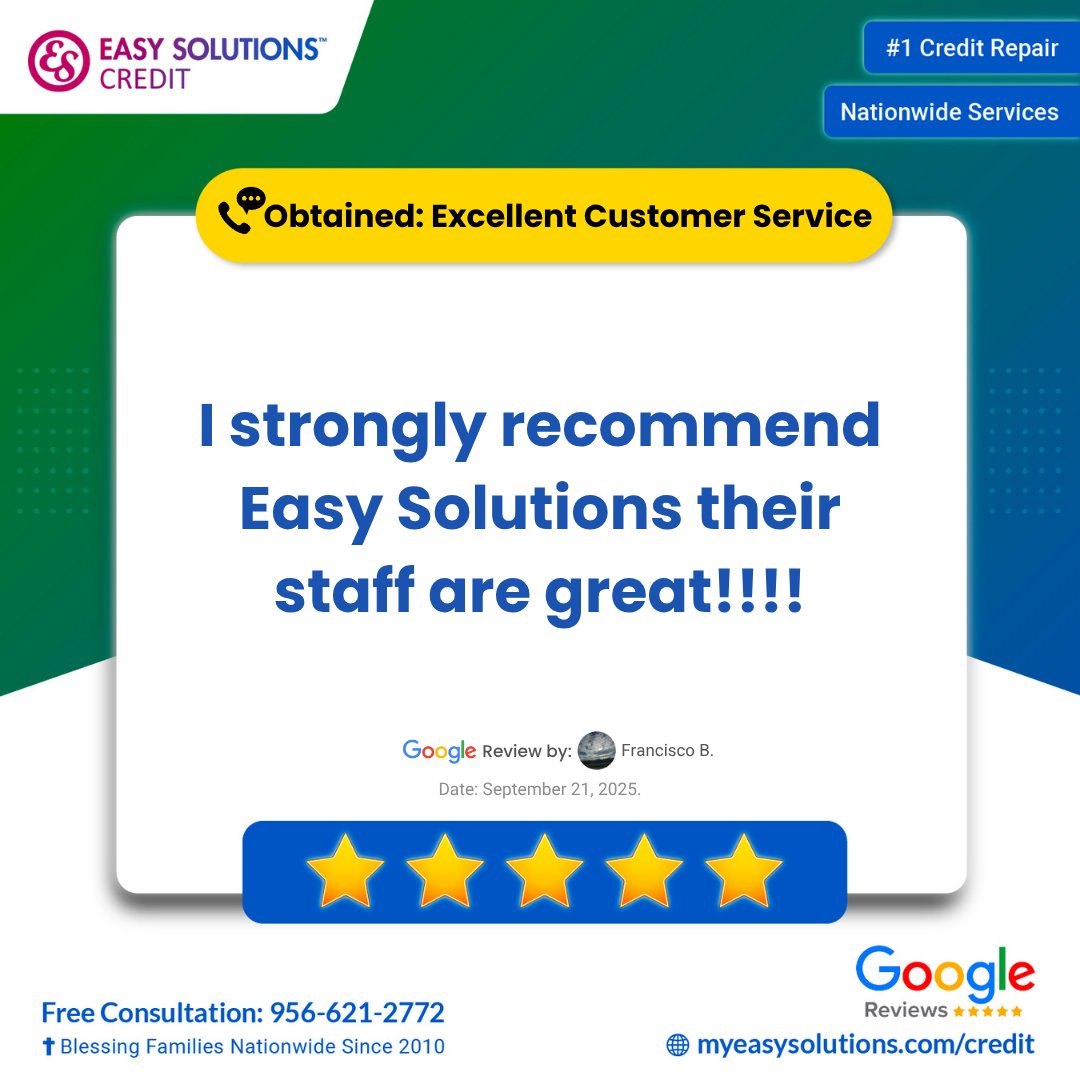 easy_solutions's tweet image. ⭐️ Trusted by Our Clients! ⭐️
We are grateful for the trust our clients place in us.
If you’re looking for reliable guidance and exceptional service,
👉 Connect with Easy Solutions today: 956-621-2772
🌐: myeasysolutions.com/credit
#ClientReview #FiveStars #EasySolutions #RGV #Texas