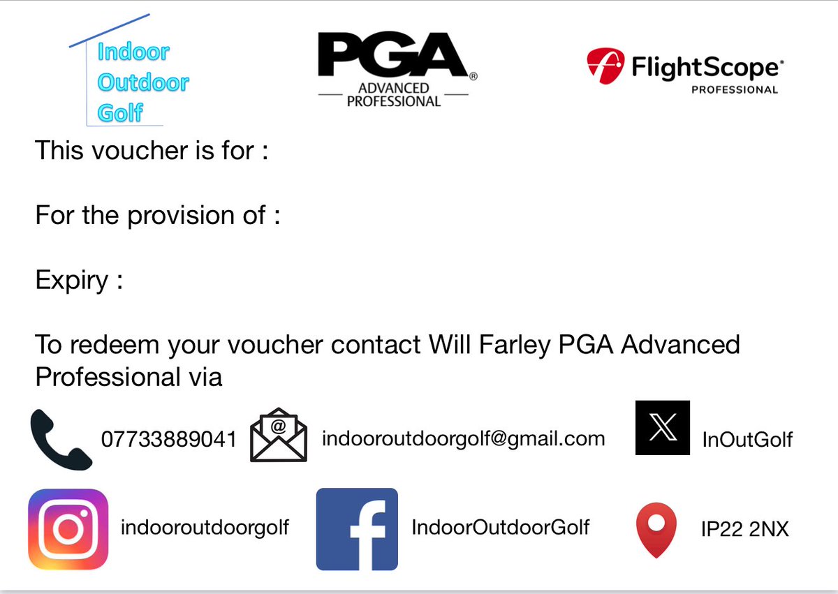 InOutGolf's tweet photo. Christmas vouchers at IndoorOutdoor Golf on all the services that I offer:

Lessons 
Custom fittings 
Callaway goods 
OGIO goods 
Simulator play 
Re gripping 
Club repairs 

Website link in bio for a more detailed look at everything I can do for your golf. 

🏌️‍♂️🏌️‍♀️⛳️ https://t.co/N72dJM1lN5