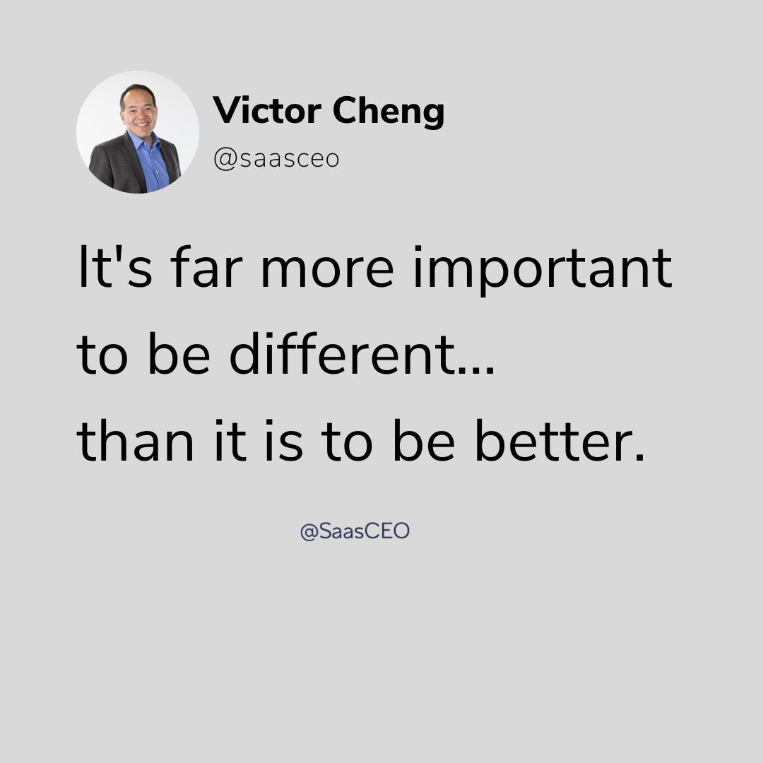 Most startups die trying to be better.

The ones that win? They’re different.

Buyers don’t reward effort. They reward relevance.

#StartupStrategy #SaaSPositioning #FounderAdvice