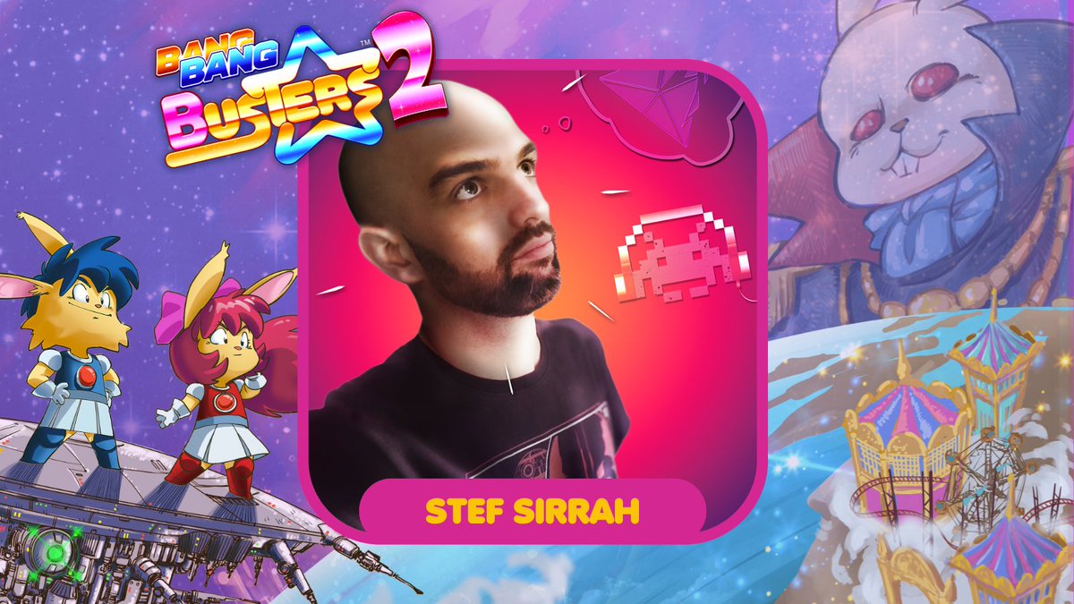 Thrilled to announce Stef Sirrah as the composer for Bang² Busters 2! 🎶

Retro synths, funky rhythms, and electric melodies bring Lazy &amp; Refia’s world to life. 🔥

The OST will be available in digital + CD formats, exclusively on Kickstarter! 🌟

kickstarter.com/projects/pixel…