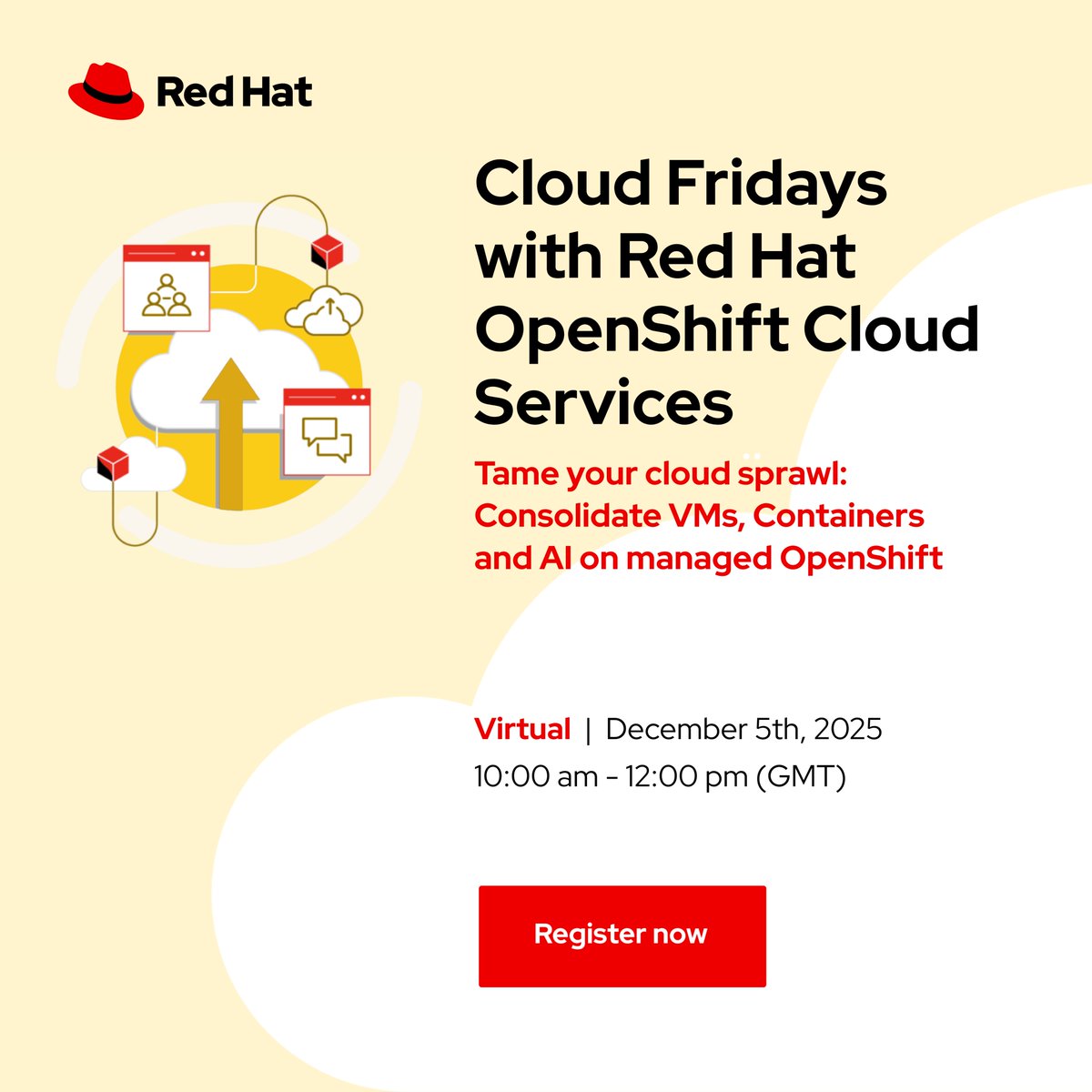 ContainerJrnl's tweet image. Make your Friday about clarity, not complexity.

Join Cloud Fridays with Red Hat OpenShift Cloud Services to learn how to simplify hybrid operations and run VMs, containers, and AI on one platform.

📅 Dec 5 | 10am GMT
🎟️ Register: redhatcloudfridays.com 

#RedHat #CloudFridays